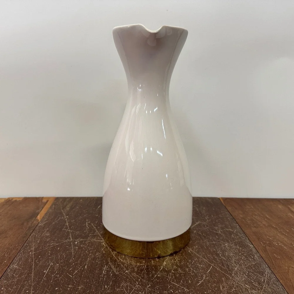 Vintage Ceramic KENILWORTH Mid Century Modern White Gold‎ Pitcher MCM Lid Rare